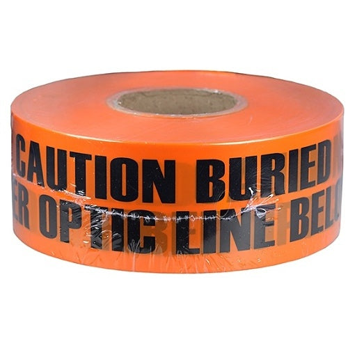 Dottie UT44D Underground Warning Tape, Caution Buried Fiber Optic Line Below, 3" 1000', Orange