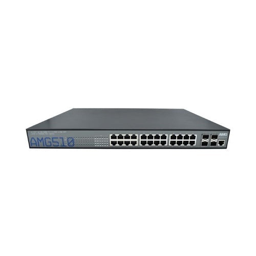 AMG Systems AMG510-24GAT-4XS-P460 Commercial 28-Port Managed Switch, 24x10/100/1000Base-T(x) RJ45 Ports, 4x100M/1/2.5/10G Base-FX SFP+ Ports, 1U, 19\\" Rack Mount