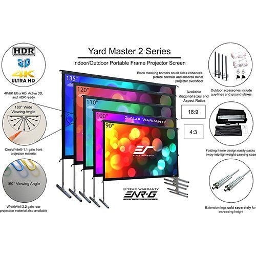 Elite Screens Yard Master OMS120HR3 120\\" Projection Screen