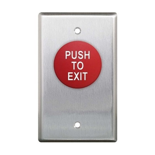 Camden CM-420RPTE Mushroom \'Request to Exit\', Single Gang, N/O and N/C, Stainless-Steel Faceplate, Red Button