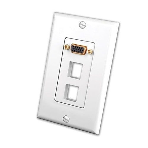 Vanco 281203 S-VGA Wall Plate Insert with Dual Keystone Ports, White