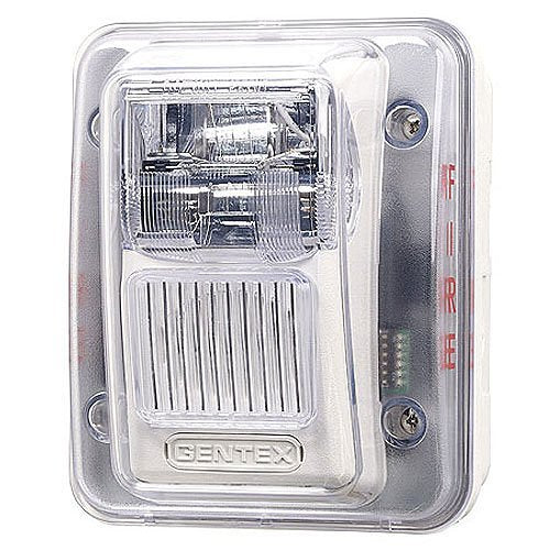 Gentex WGEC24-75PWWLP WGEC Series Evacuation Outdoor Horn/Strobe with GOELP Enclosure, Wall Mount, Fixed 75 cd, Plain (No Lettering), White