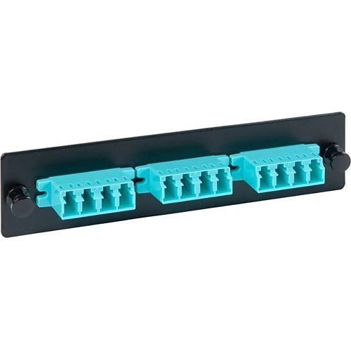 ICC LGX Adapter Panel, 3 Quad LC, 12F, Aqua, MM Image of H2-FOPL16BG