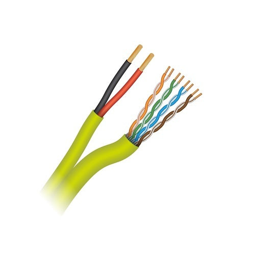 Paige 423020 24/4Pair Solid CAT5e Plenum + 16/2c Stranded Plenum, Siamese Cable, Neon Green, 1000' Reel