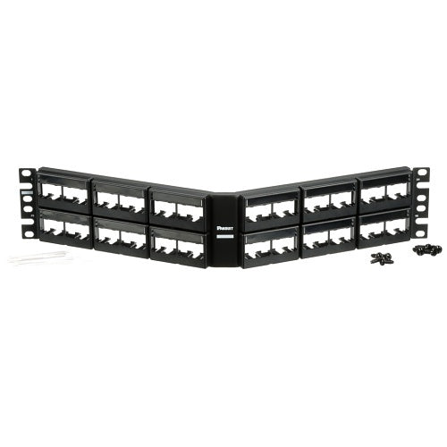 Panduit CPPLA48WBLY Mini-Com 48-Port Angled Patch Panel, 2U, Black