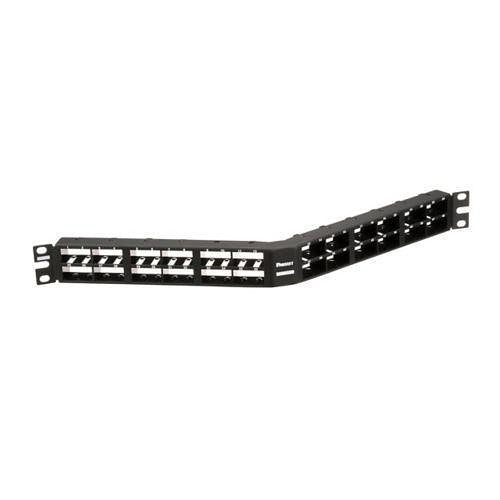 Panduit CPPA48HDWBLY Mini-Com 48-Port Angled High Density Modular Patch Panel, 1RU, Black