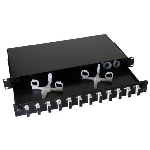Hubbell FER12LCDSM FER Rack Mount Interconnect Enclosure, 1U, 6 LC-Duplex, 12-Port Blue, Zirconia