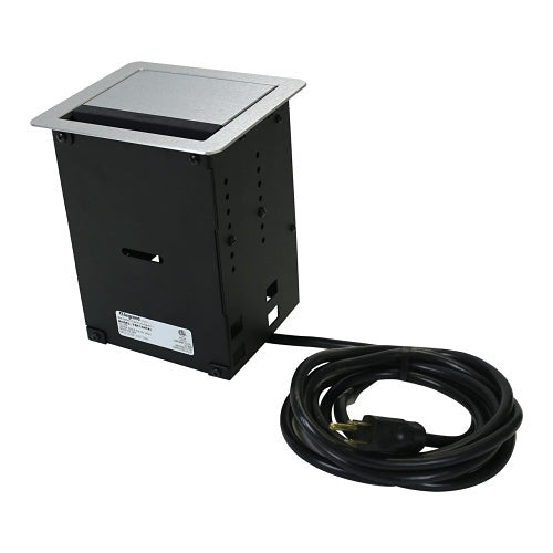 Wiremold TB672AUAL InteGreat A/V Table Box with 12\' Cord, 2 USB-A Charging Ports, 4 Receptacles, Aluminum