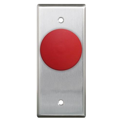 Camden CM-400NR CM-400 Series 1-5/8\\" Red Pushbutton, N/O Contacts, Narrow Stainless Steel Faceplate