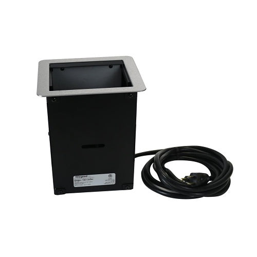 Wiremold TB672AUAL InteGreat A/V Table Box with 12\' Cord, 2 USB-A Charging Ports, 4 Receptacles, Aluminum