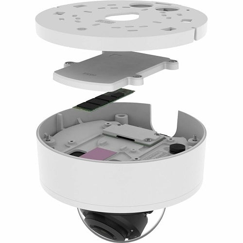 Hanwha PNV-A6081R-E1T 2MP Outdoor IR Vandal Dome IP Camera Pre-Loaded with SolidEDGE WAVE VMS and 1TB SSD, 4.38-9.33mm Motorized Varifocal Lens, White