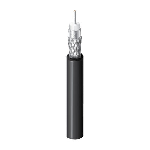 Belden 4694R 0101000 RG-6 4K UHD Coaxial Cable, 18/1 Solid SC, Foil + 95% TC Braid, CMR, 1000\' (304.8m) Reel, Black Image of 7B-4694100BK