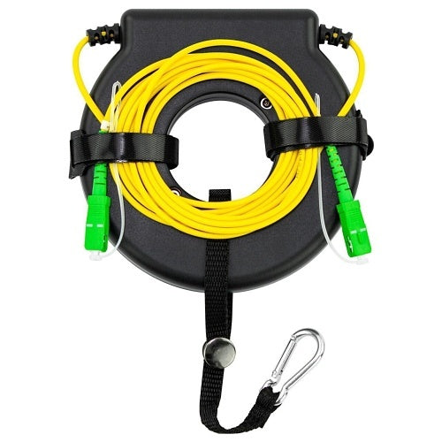 Lynn Electronics LCR-SA1SA1-SM3-150M Single-Mode Fiber Launch Cable Ring SC/APC to SC/APC, Micro-Armored Jacket, 150m, Yellow