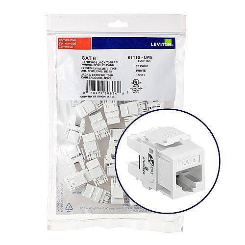 Leviton eXtreme 6+ Component-Rated Keystone Jack Image of LV-61110BW6