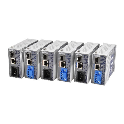 AMG Systems AMG265M-1GBT-1S-P90-T AMG265M Series Industrial Multirate Mini PoE Media Converter, 1 x 10/100/1000Base-T(x) RJ45 Port, 1 x 100/1000Base-Fx SFP Port, Integrated 90W PSU