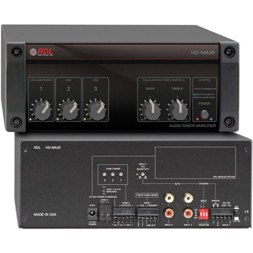 RDL HDMA35 35 WATT MIXER AMPLIFIER - 4/8 OHM OUTPUTS Image of RL-HDMA35