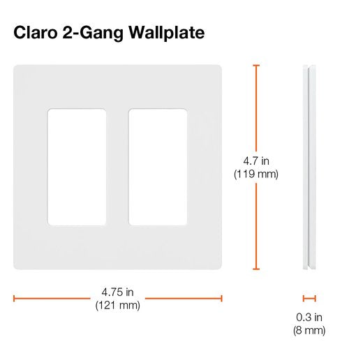 Lutron SC-2-PM Claro 2 Gang Wall Plate for Decorator-Style Dimmers, Switches, and Outlets, Satin Finish, Pumice