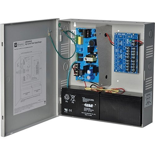 Altronix 8 PTC Outputs Supervised Power Supply/Charger. 12/24VDC @ 4A. Grey Enclosure Image of AX-SMP5PMP8C