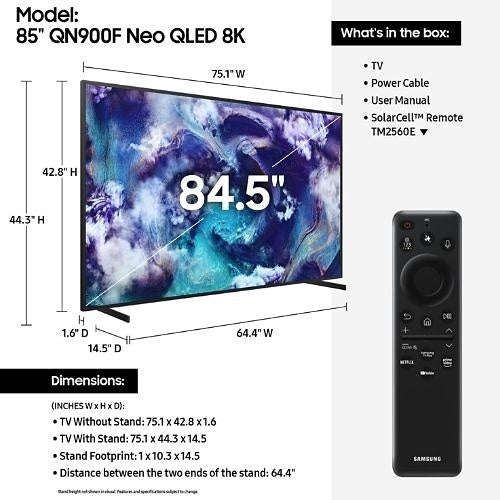 Samsung QN85QN900FFXZC 85\\" Neo QLED 8K QN900F Samsung Vision AI Smart TV (2025)