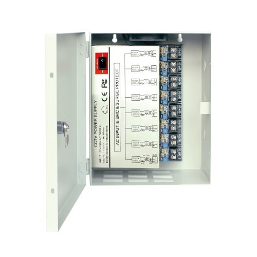 UltraTech 0E-1213A4K8 4K / 8MP 8-Port CCTV Power Supply, 12V DC, 13A