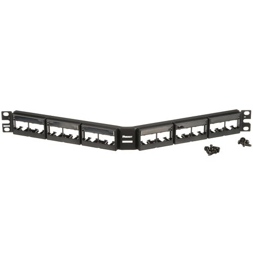 Panduit CPPLA24WBLY Mini-Com 24-Port Angled Patch Panel, 1 RU, Black