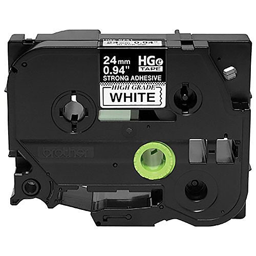 Brother HGES2515PK 24mm (0.94") Black on White HGe Tape with Extra Strength Adhesive 8m (26.2'), 5-Pack
