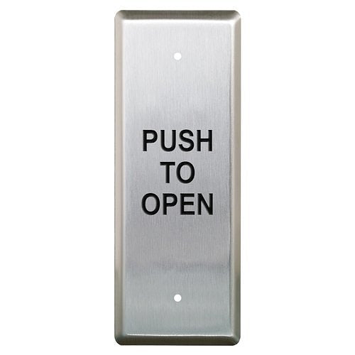 Camden CM-25/3-WT Narrow Push Plate Switch, Vertical Mounting, 'PUSH TO OPEN', Boot And Water Tight Coating
