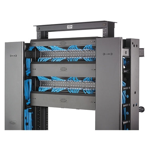 Hubbell HS23C S-Series Horizontal Cable Management, 2-Unit, 3\\" Extension with Cover, Black