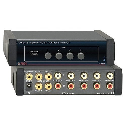 RDL EZ-AVX4 Composite Video and Stereo Audio Input Switcher, 4X1