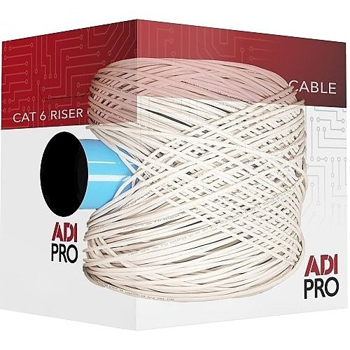 ADI PRO 0E-CMR6BLR CAT6 23/4 Solid BC Cable, Unshielded UTP, Riser CMR, FT4, 1000\' (304.8m) Express Box, Blue
