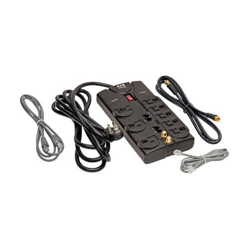 Tripp Lite TLP810NET Protect It! 8-Outlet Surge Protector, 10\' Cord, 3240 Joules, Modem/Coax/Ethernet Protection, RJ45