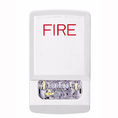 Eaton ELSTW Wheelock Eluxa LED Strobe, Wall, FIRE Lettering, Clear Lens, 24V, 15/30/75/110/135/185 cd, White