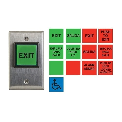 Camden CM-30U English and Spanish Insert Labels LED Illuminated Exit Switch