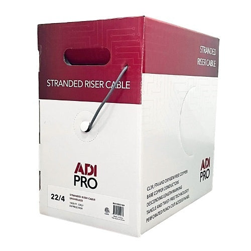 ADI PRO RN-9010109 22/4 Stranded  Riser Unshielded Cable, CL3R, 1000\' Express Box, Grey