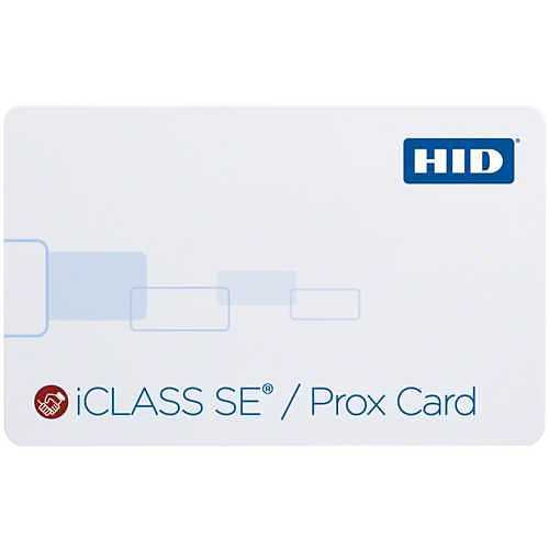 HID 3150PGGMNN iCLASS 2k SE Prox Card, SIO Programmed, 125 kHz HID Prox Unprogrammed, Glossy Front and Back, 13.56 MHz iCLASS Sequential Matching Numbering, No Slot, 125 kHz No Printed Numbering