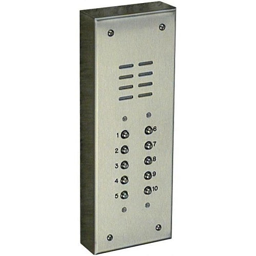 Alpha VI402S010 V.I.P. Series 10-Button Lobby Panel with Surface Side Bends Less Alphabetical Directory, Vandal-Resistant, Stainless Steel