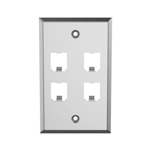 Panduit CFP4SY Wall Plate, Single Gang, 4-Port, Stainless Steel