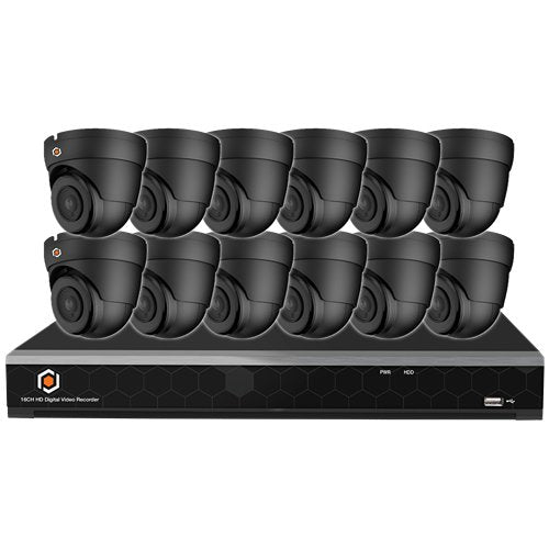 G.S.D KIT12AIO5MP-AI-B Fennec, 16 Channel, 12 Camera, 5MP Analog Camera, Kit, Black