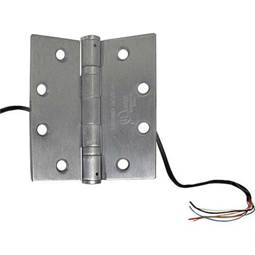 RCI 95246 Electrified Hinge, 2 + 4 Wire 5\\" x 5\\" x 5 Knuckle x 4\' Lead, Brushed Chrome