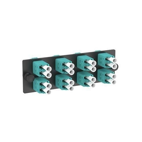 Panduit FAP8WAQDLCZ Fiber Adapter Panel, OM4, 8 LC Duplex, Zirconia Split Sleeves, Aqua