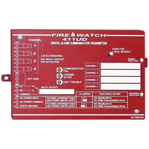 Fire-Lite 411UD Fire-Watch Slave Digital Alarm Communicator, Monitoring Channels