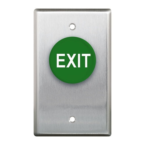 Camden CM-400GE CM-400 Series Single-Gang Faceplate, N/O Contacts, Green Button with \'EXIT\' Engraved in White