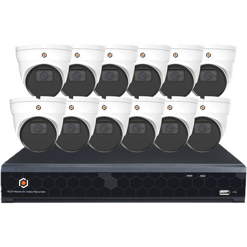 G.S.D KIT12OVIP5MP-AI-4T Octavue 16 Channel, 12 Camera, 5MP Network Camera, Kit, White, 4TB Storage