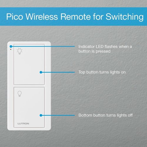 Lutron PJ2-2B-GWH-L01 2-Button Pico Smart Remote, with Light Icons, White
