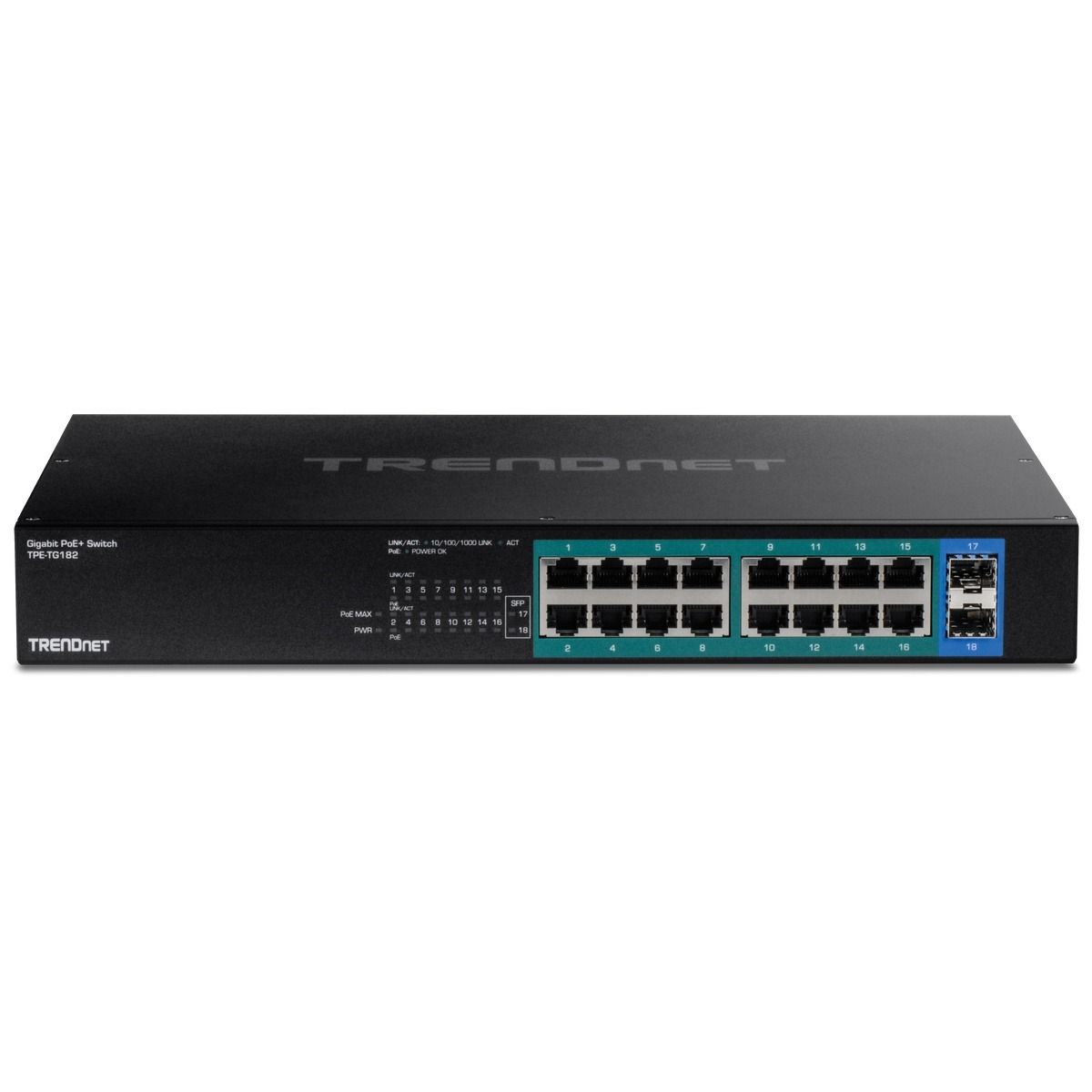 18-Port (16-PoE, 2-SFP) Gigabit PoE+ Switch (240W)