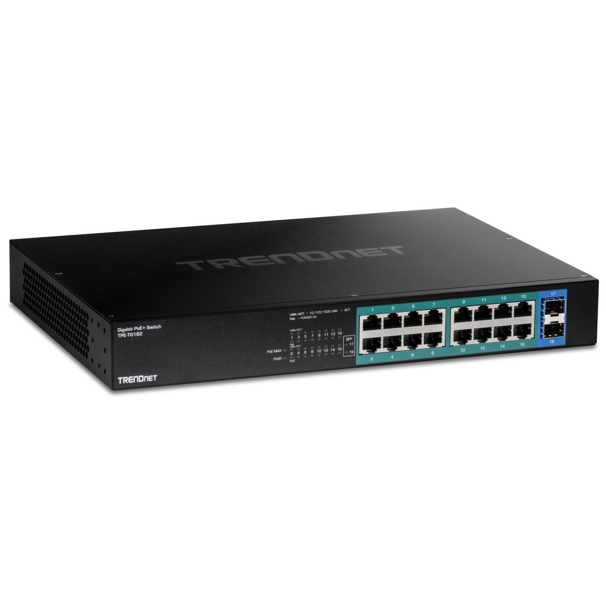 18-Port (16-PoE, 2-SFP) Gigabit PoE+ Switch (240W)