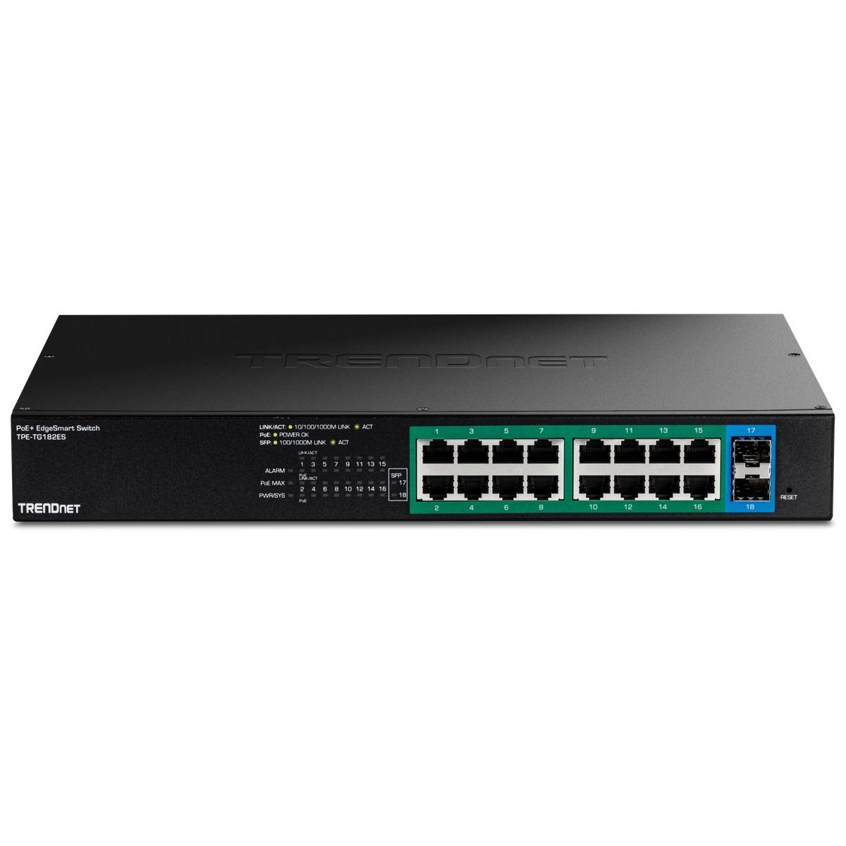 18-Port (16-PoE, 2-SFP) Gigabit EdgeSmart PoE+ Switch