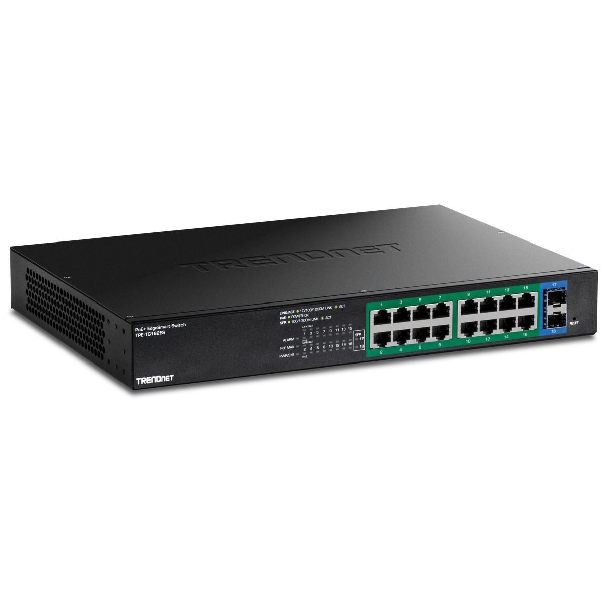 18-Port (16-PoE, 2-SFP) Gigabit EdgeSmart PoE+ Switch