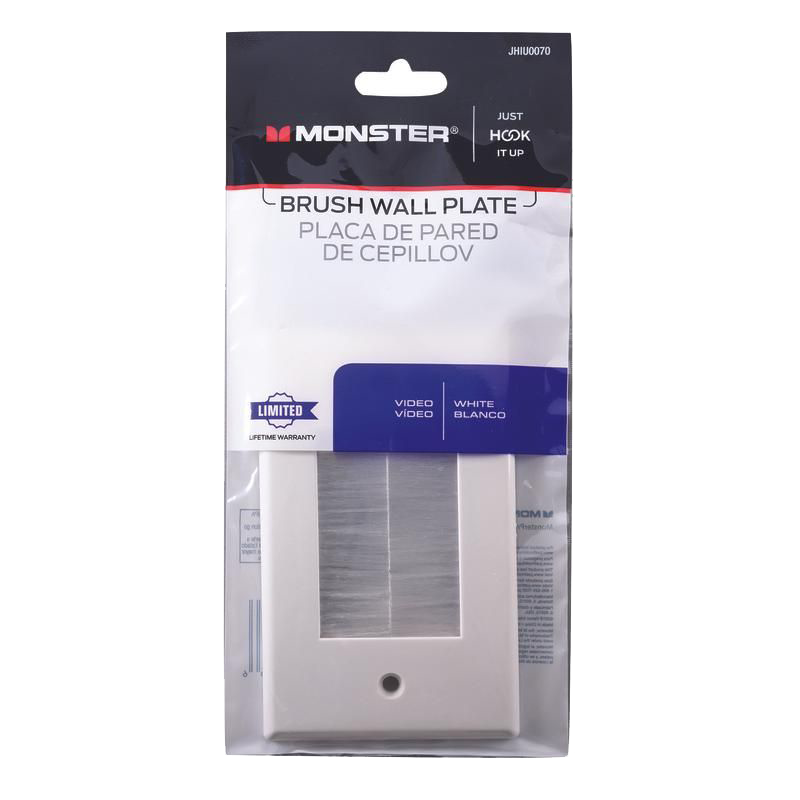 Single Gang Brush Plate, White (Just Hook It Up)