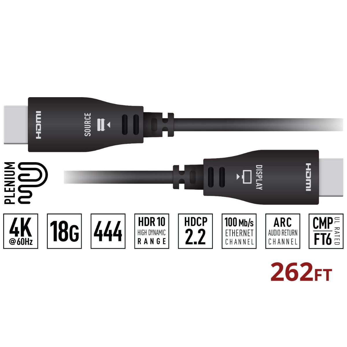 262ft-80m HDMI Fiber Hybrid Cable 18Gbps Plenum